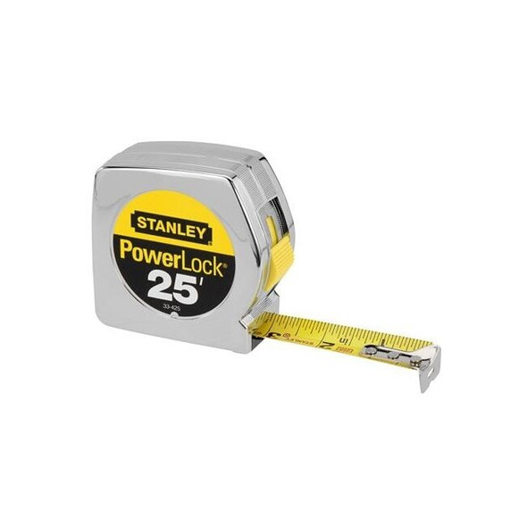 33-425 Stanley Power Lock Tape Measure,Tape rule,Classic,1" blade width,L 25'