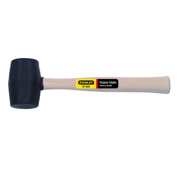 57-522 Stanley Rubber Mallet,Hickory handle wooden mallet,Smooth face,L 13-1/2",18 oz
