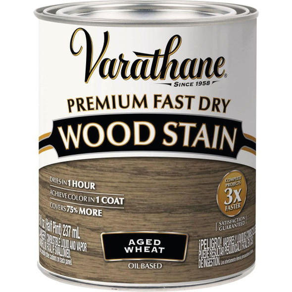 333612 Varathane Fast Dry Aged Wheat Urethane Modified Alkyd Interior Wood Stain, 1/2 Pt.