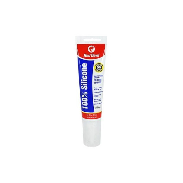 0820 Red Devil Silicone Caulk/Sealant,2.8 fl oz (83 ml) tube,100% Silicone,Clear
