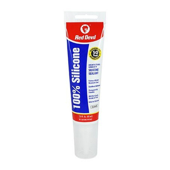 0820 Red Devil Silicone Caulk/Sealant,2.8 fl oz (83 ml) tube,100% Silicone,Clear