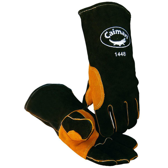 1448 PIP Caiman® Cow Split Aluminized Welding Gloves, Black/Gold, Large