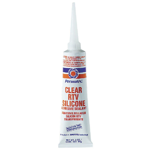 80050 Permatex 3 Oz. Clear RTV Silicone Adhesive Sealant