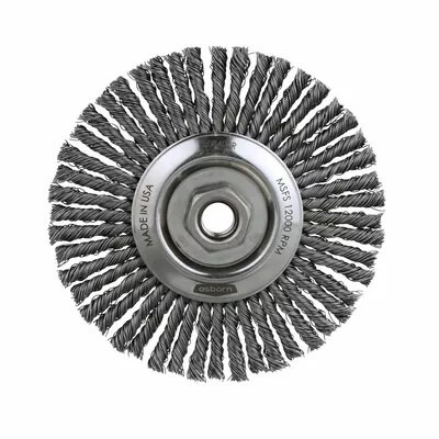 99082 Osborn STRINGER BEAD KNOT WIRE WHEEL (4" ODx.020" STEELx5/8-11 NC AH){Clamshell}