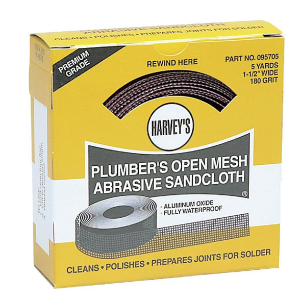 095705 Harvey 1-1/2 In. x 6 Yd. 180-Grit Plumber's Open Mesh Abrasive Sand Cloth