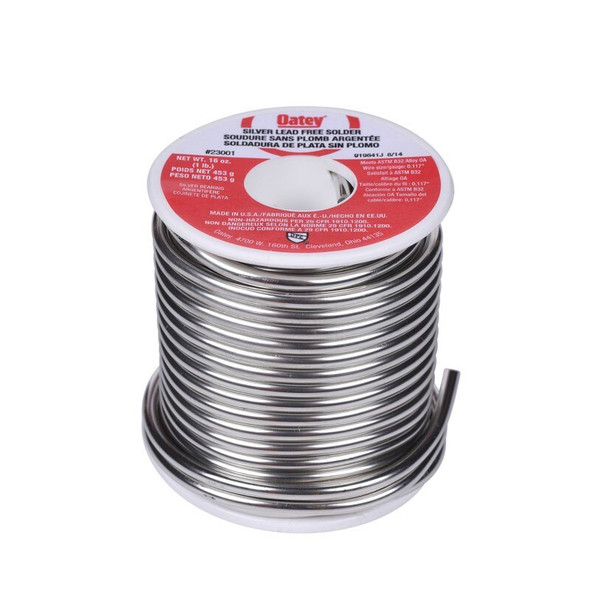 23001 Oatey Solder,1 lb-.117" DIA,Silver lead free