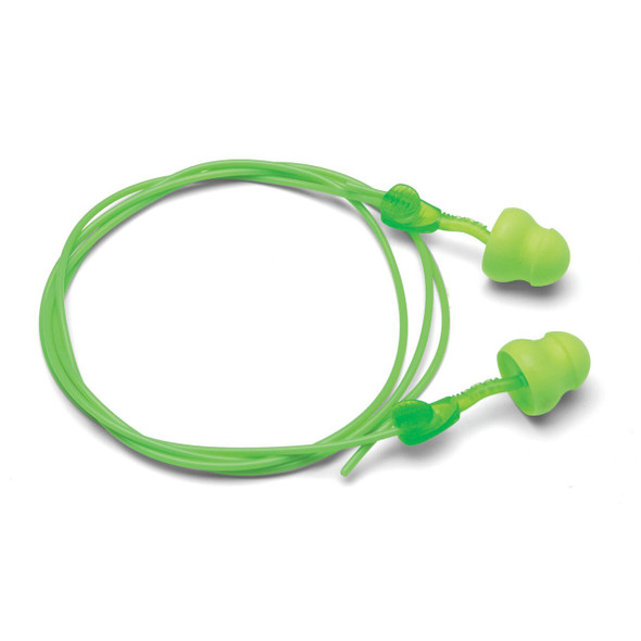 6945 Moldex Glide Earplug, One Size, Twist In, Pod, Corded, Bright Green Plug, Soft Foam Plug, 30 dB