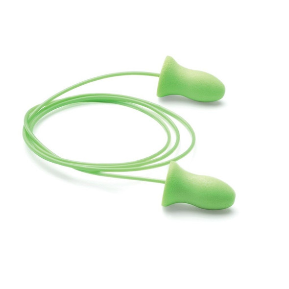 6970 Moldex Meteors Earplug, One Size, Disposable, Contoured, Corded, Bright Green Plug, Green Cord