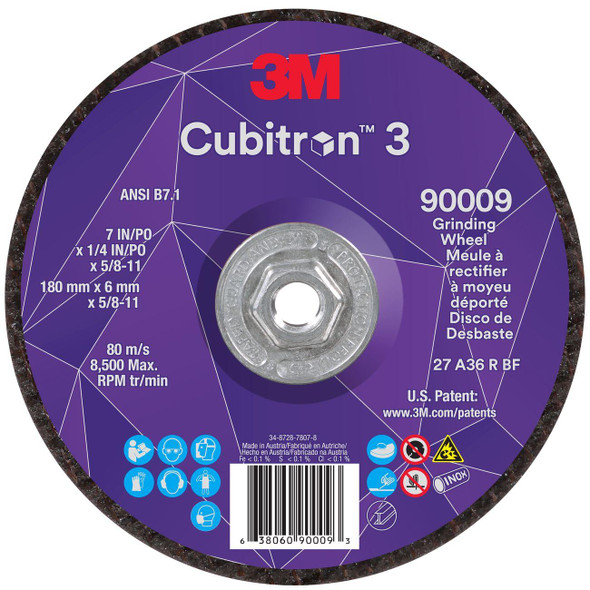 7100312965 Cubitron™ 3 Depressed Center Grinding Wheel, 7 Inch Dia, 1/4 Inch