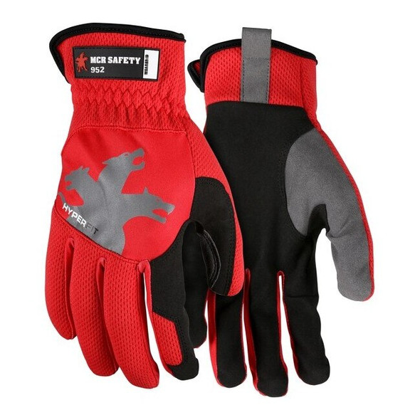 952M MCR Safety Mechanics Gloves, Medium, Synthetic, Black, Slip-On - Open Cuff
