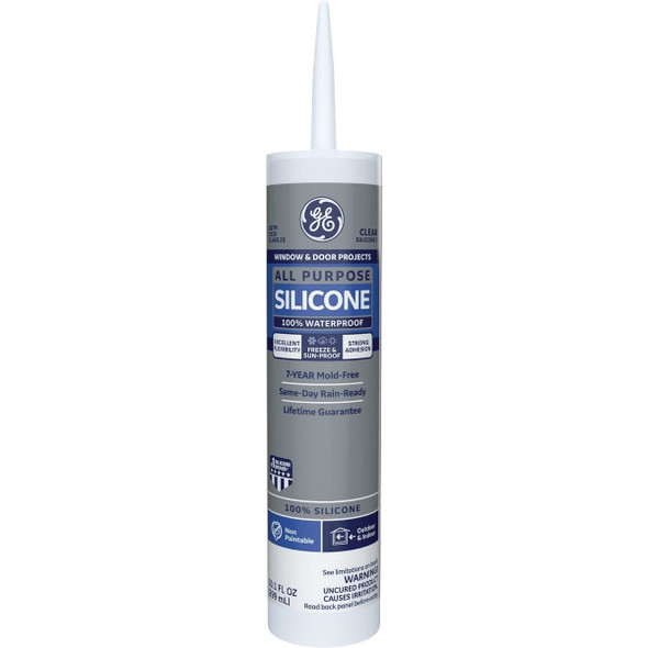 2795576 GE All Purpose Silicone 1 Sealant, Clear, 10.1 Oz.