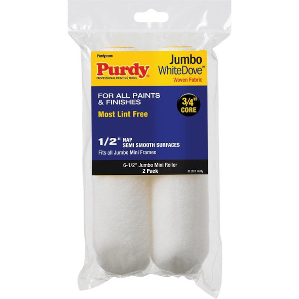 14G626013 Purdy White Dove 6-1/2 In. x 1/2 In. Jumbo Mini Woven Fabric Roller Cover (2-Pack)
