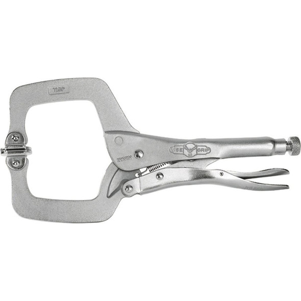 11SP, Irwin 20 Vise-Grip Locking Clamp,1", Alloy steel, Locking C-clamp, Swivel pads, Jaw 3-3/8"