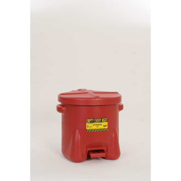 935-FL Eagle Poly Waste Can,Safety oily waste cans,Polyethylene W/foot lever,Red,10 gal