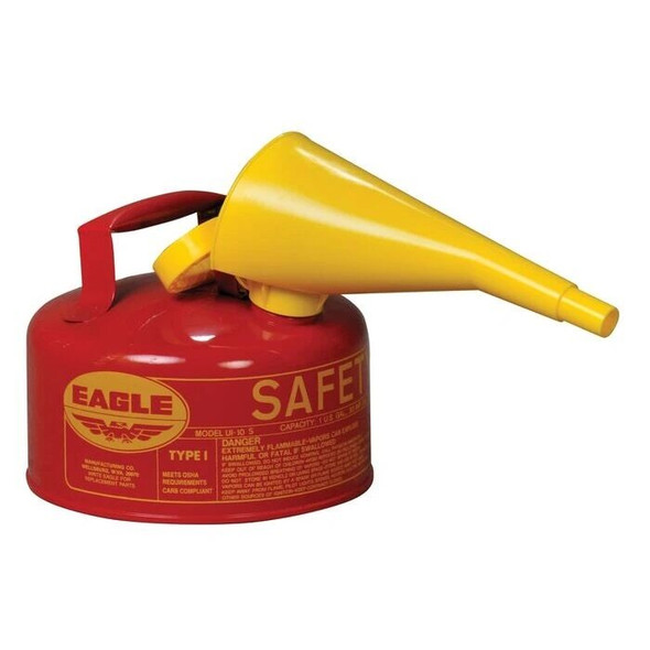 UI-10-FS Eagle Type 1 Safety Can,Safety oily waste cans,includes/Funnel,Metal,Red,1 gallon