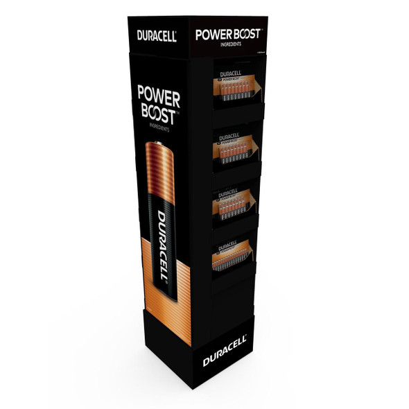 41333-03986 Duracell Coppertop Tower Floor Stand Display - 44 Count, AA & AAA 16 pk