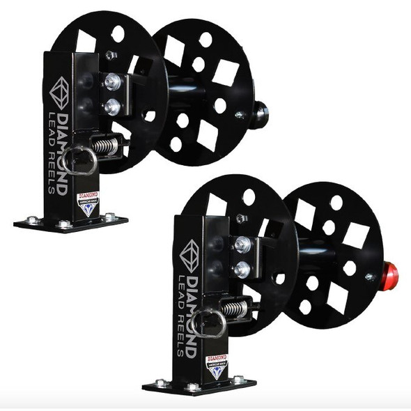 FBS-SET10BLK Diamond Lead Reels , HD, 10 ", Black, Fixed Base Set (Two Separate Reels with Black / Red Handles)