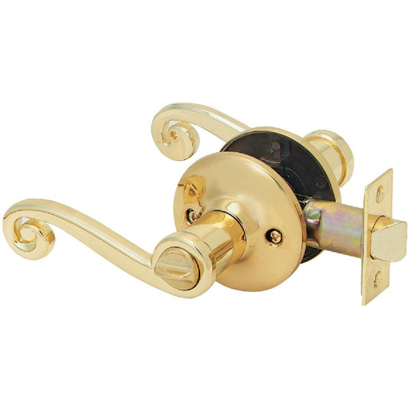 L6701B Steel Pro Polished Brass Scroll Privacy Door Lever