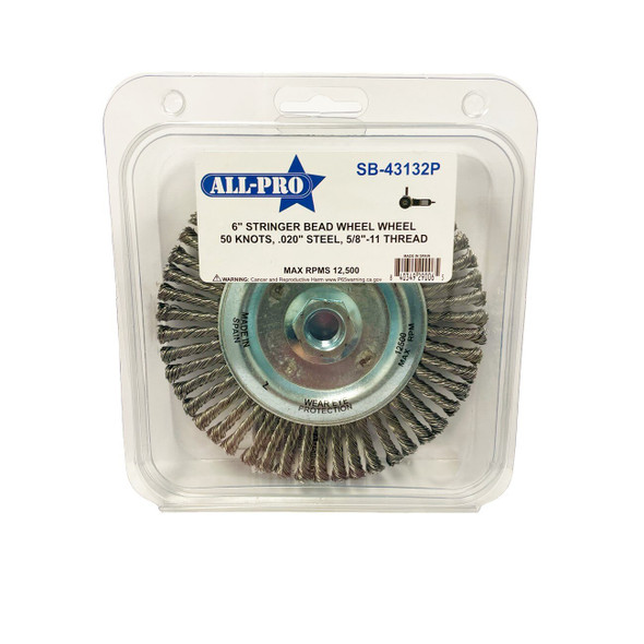 SB-43132P All-Pro™ 6” Stringer Bead Wheel, 50 Knots, .020” Steel, Clamshell