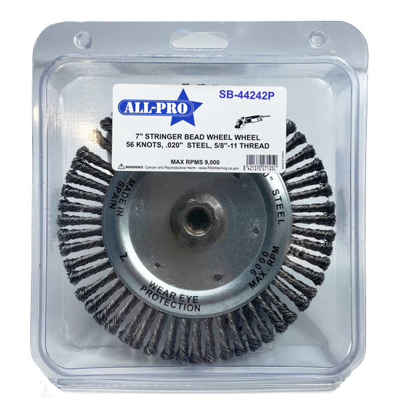 SB-44242P All-Pro™ 7” Stringer Bead Wheel, 56 Knots, .020” Steel, Clamshell