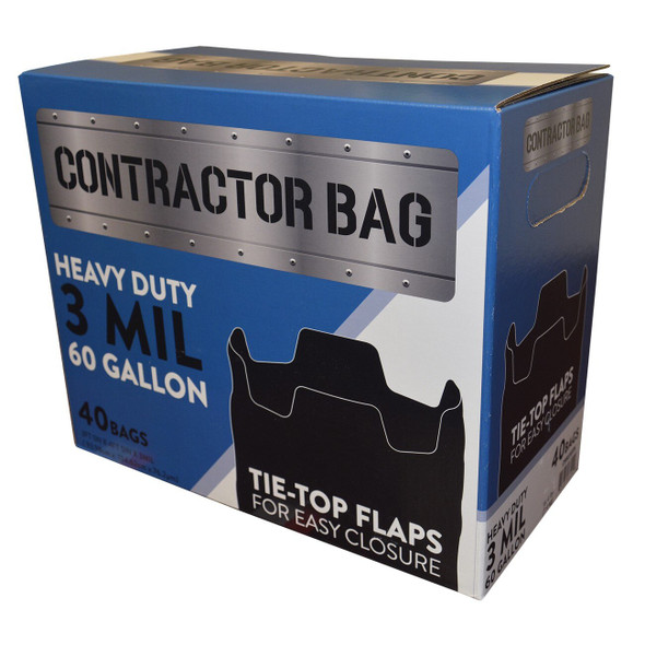 CB6030XK All-Pro Contractor Clean-Up Bags, 60 Gal, 3mil Black Tie-Top CB6030XK All-Pro Contractor Clean-Up Bags, 60 Gal, 3mil Black Tie-Top