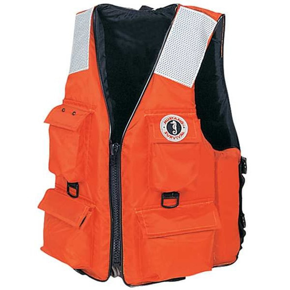 Mustang Survival 4-Pocket Flotation Vest,Size S,Orange MV3128T2-2-S-216
