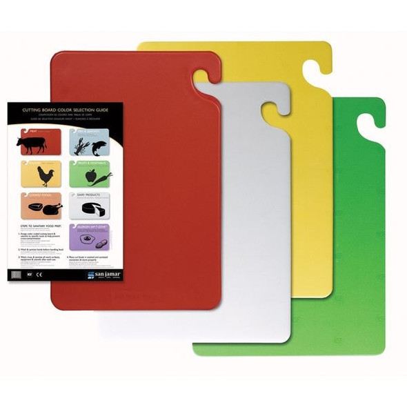 San Jamar Cutting Board Set,12x18,4 Boards, PK4 CB1218QS