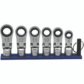6 PC. 12PT NANO FLEX OFFSET RATCHETING ATTACHMENT SET - 3/8IN DRIVE (8 - 13MM) NORA150