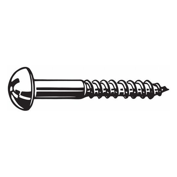 Wood Screw, #10, 1-1/2 in, Zinc Plated Steel Round Head Phillips Drive, 100 PK
