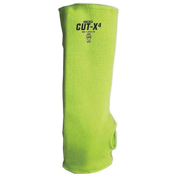 Bdg HiViz Green Cut Resistant Sleeve Thumb Hole, Size 12" 99-1-315-12