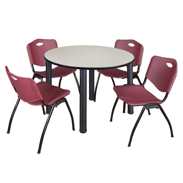 Kee Round Table & Chair Set, Wood, Metal, Plastic Top, Maple