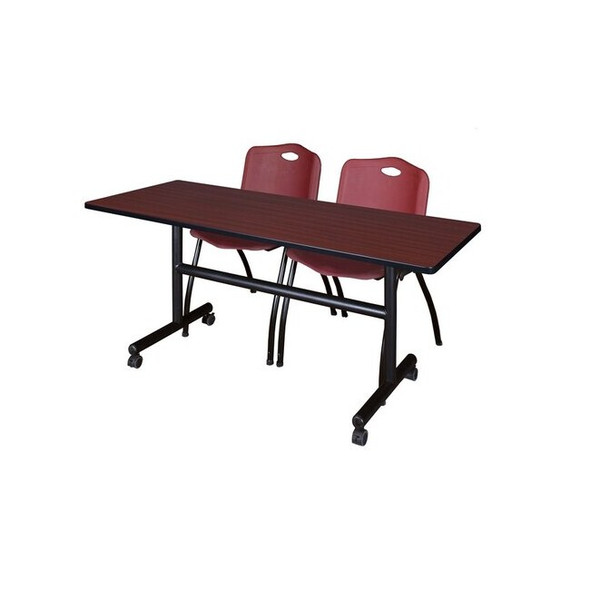 Kobe FlipTop Table, 60" W, 29" H, Laminate Top, Mahogany MKFT6024MH47BY