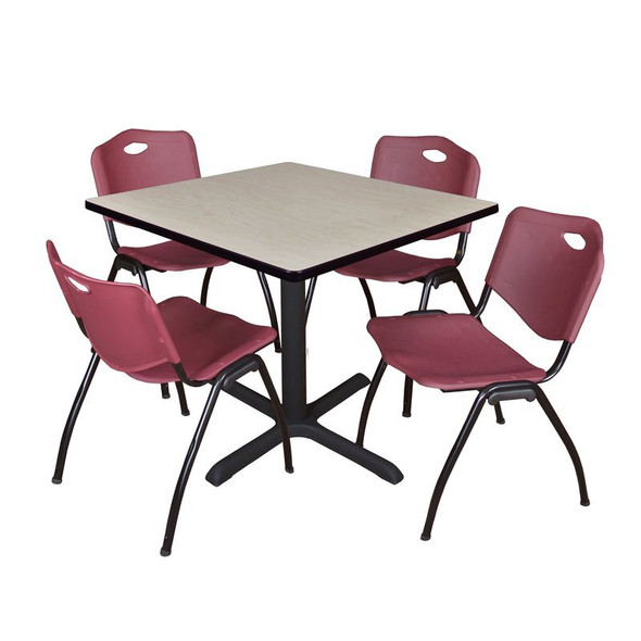 Cain Cain Square Table & Chair Set, Wood, Metal, Plastic Top, Maple TB3636PL47BY