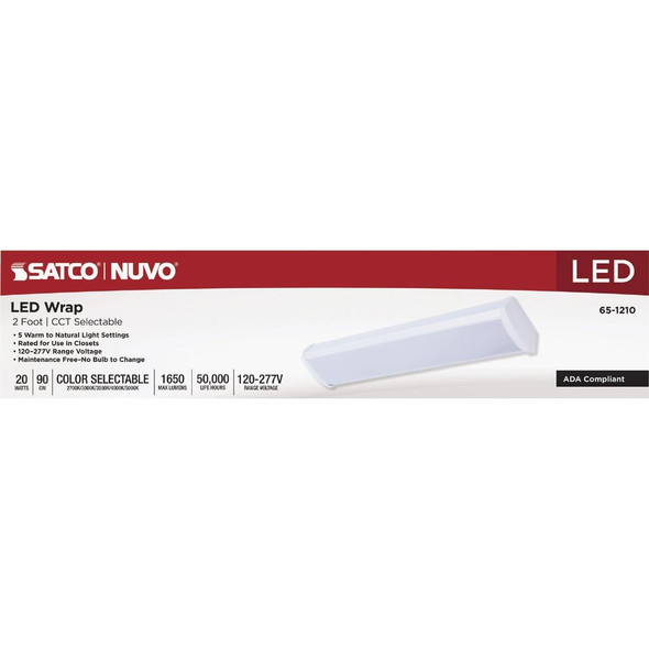 SATCO NUVO 20W LED 2 Ft. Ceiling Wrap Light Fixture CCT-Selectable White Finish 65/1210 507584