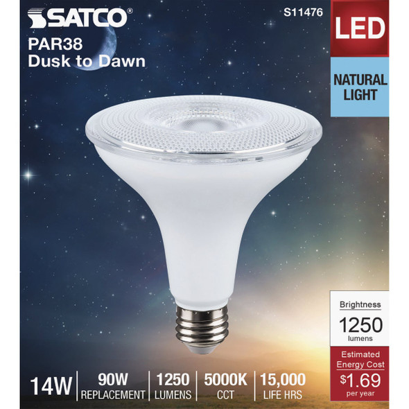 Satco 90W Equivalent PAR38 Medium Base 5000K Dusk to Dawn LED Light Bulb S11476 538758