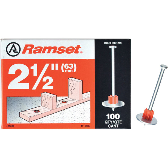 Ramset 2-1/2 In. Fastening Pin with Washer (100-Pack) 00809