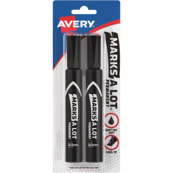 Marks-A-Lot Black Regular Chisel Tip Permanent Marker (2-Pack) 07902