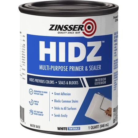 Zinsser HIDZ Multi-Purpose Primer and Sealer, White, Tintable, 1 Qt 373693