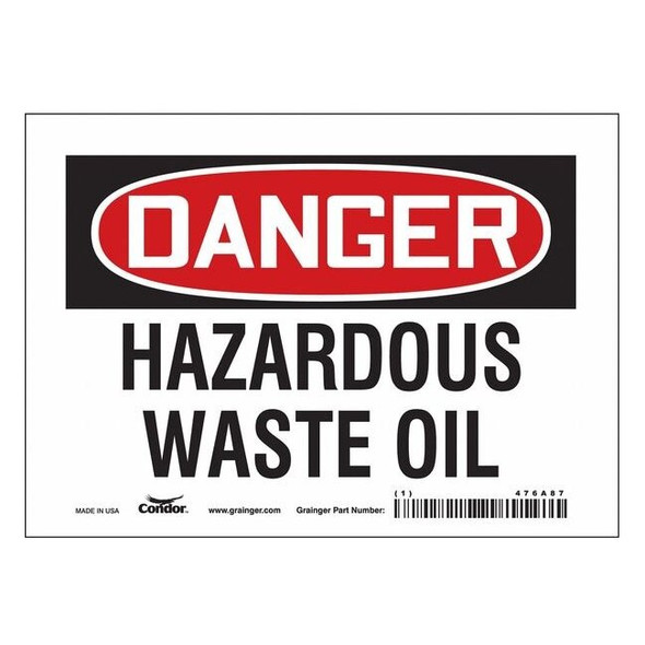Chemical Sign, 5 in H, 7 in W, Vinyl, Horizontal Rectangle, English, 476A87