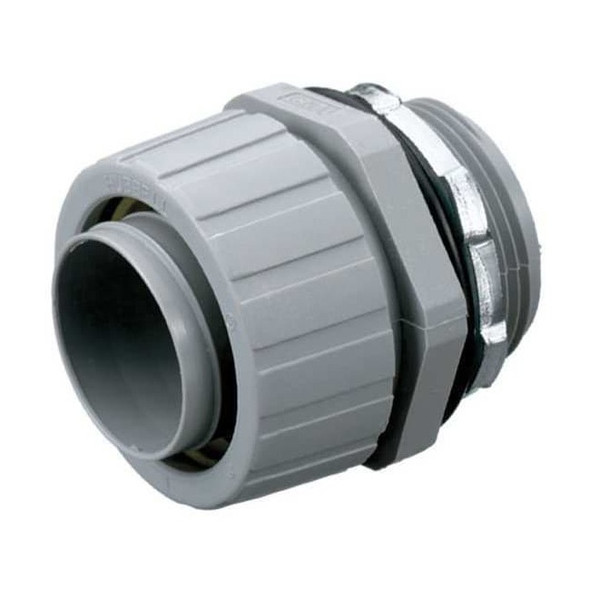 Conduit Fitting Connector, 1-1/2 in, Threaded, Nylon, Zinc Plated, Gray