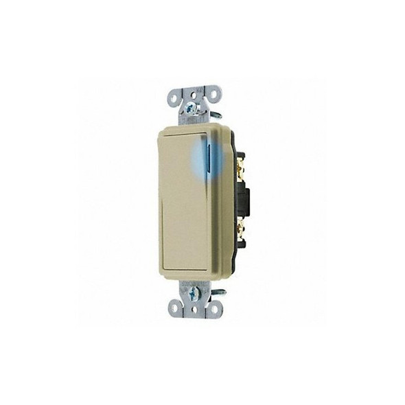 Hubbell Wiring Device-Kellems IllumWllSwtch,Ivory,20A;Bk;Side,SnglPole DS120IL Hubbell Wiring Device-Kellems IllumWllSwtch,Ivory,20A;Bk;Side,SnglPole DS120IL