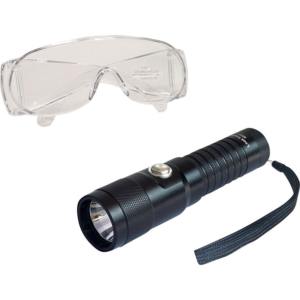 LeakTracker™ MINI cordless, UV LED flashlight, with (3) AAA batteries & TP9939 glasses (CE, UKCA) TPLTM