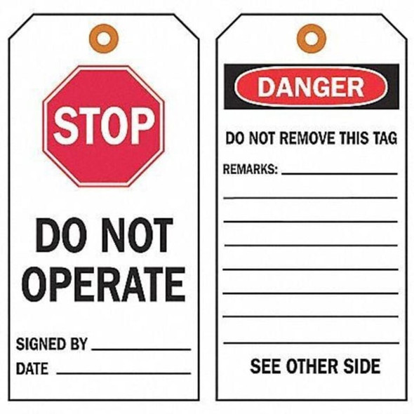 Brady Caution Tag, 7 in Height, 4 in Width, Paper 86712