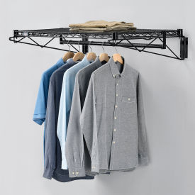 Black Coat Rack with Bars - Wall Mount - 36""W x 24""D x 6""H