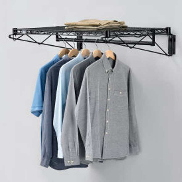 Black Coat Rack with Bars - Wall Mount - 36""W x 24""D x 6""H