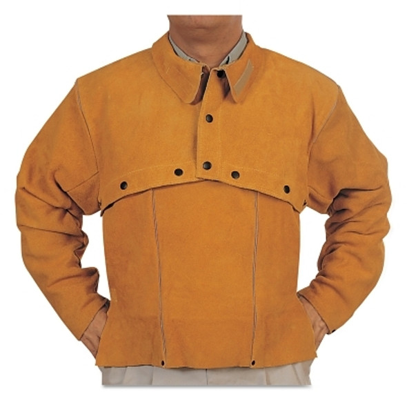 Leather Cape Sleeves, Snaps Closure, Large, Golden Brown