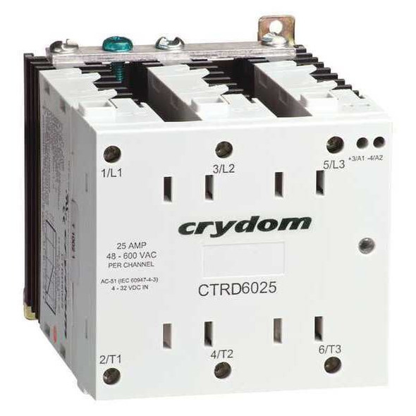 Crydom Solid State Relay, 3 Phase, Box Clamp, DIN Rail, SCR CTRB6025