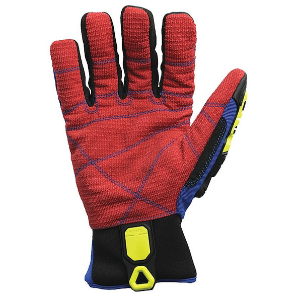 Mechanics Gloves, Nylon/Polyurethane Palm, Polyester Lining, Blue/Red, XL ( 5 )