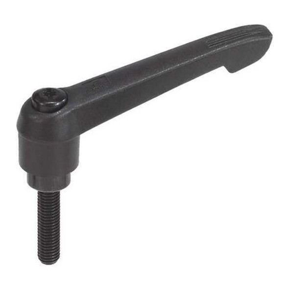 Adjustable Handle, Size: 4, M10X80, Plastic, Black RAL 7021, Comp: Steel