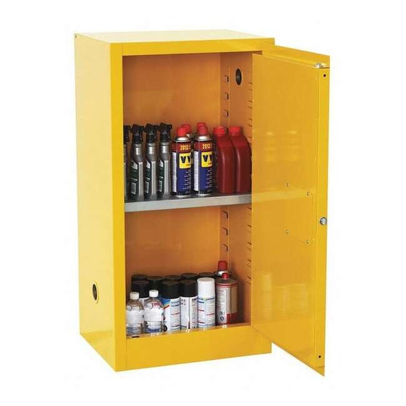 Heavy Duty Welded Steel Flammable Safety Cabinet, 23x18x35, Yellow